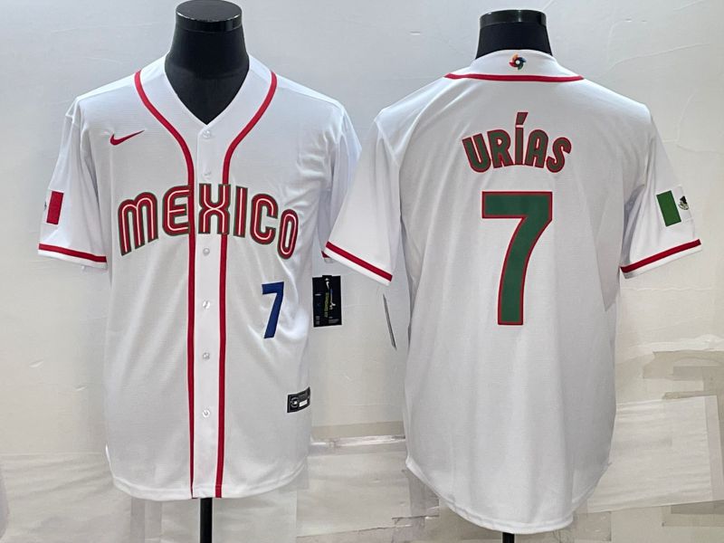 Men 2023 World Cub Mexico 7 Urias White Nike MLB Jersey11